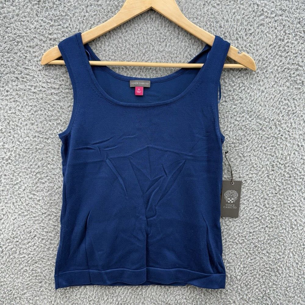 Vince Camuto Womens XS Deep Blue Tank Top Fall Harmony‎ Casual Activewear NWT
